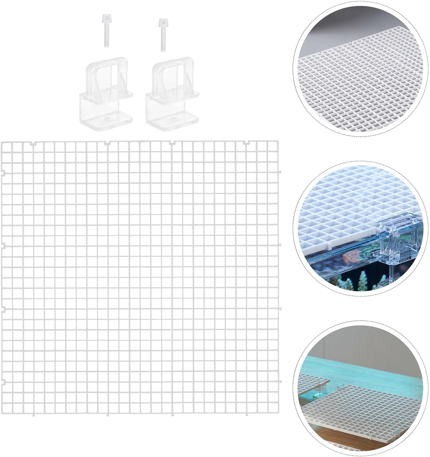 MAGICLULU Aquarium Plastic Grid Cover with 6 Bracket Clips, Fish Tank Anti-Jump Lid for Aquatic Plants and Fish, Breathable Mesh Top for Reptile Enclosure and Aquarium, Fits 5-15mm Glass