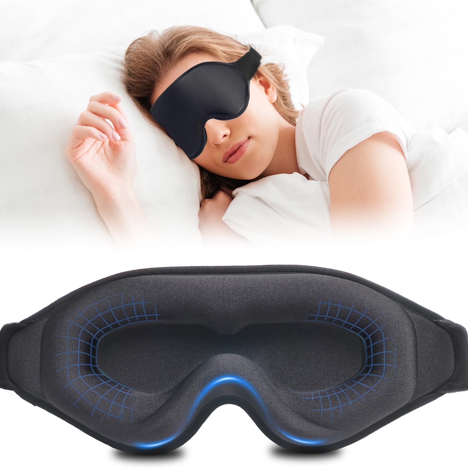 3D Sleep Mask for Women, 100 Blackout Eye Mask for Side