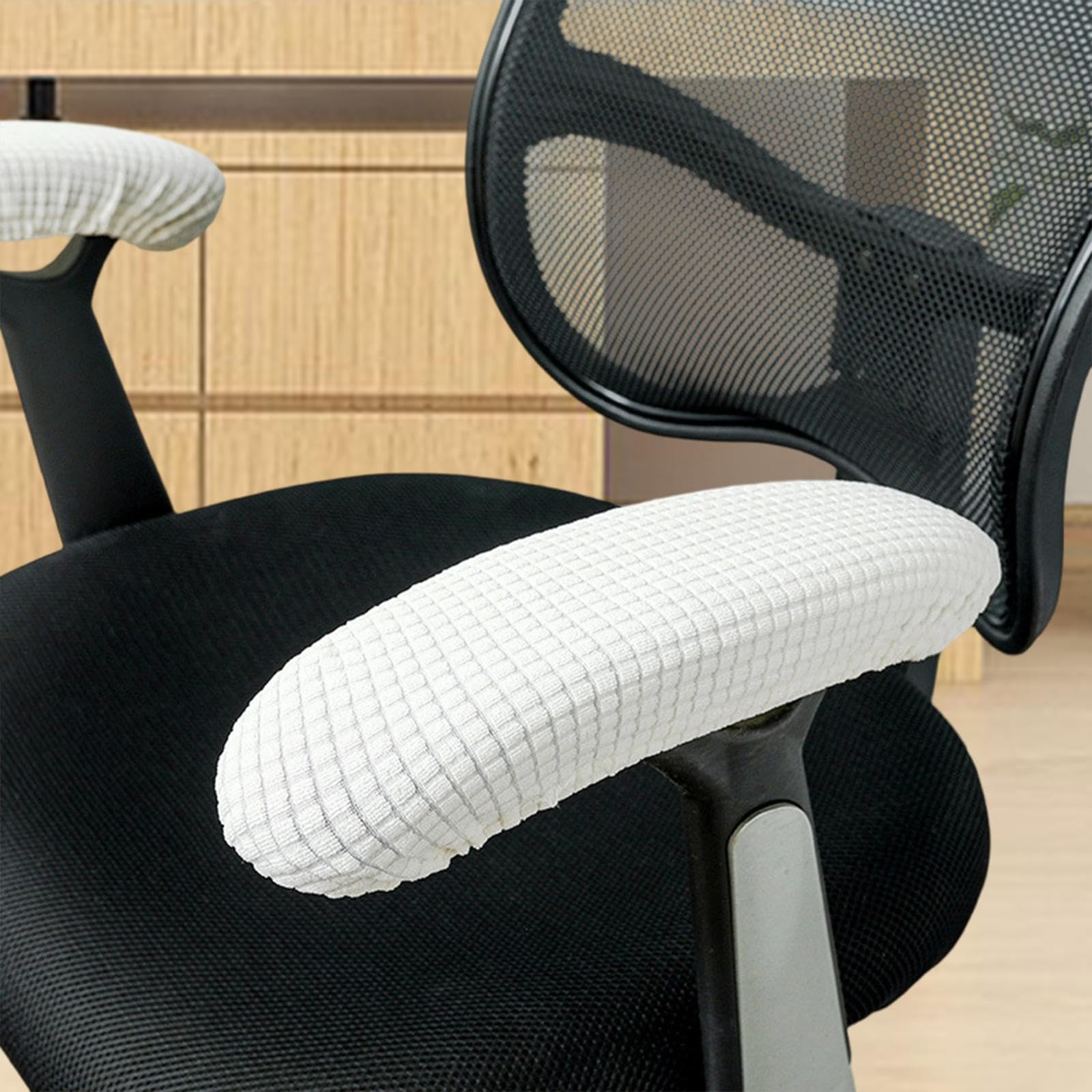 Fundas para reposabrazos de Silla de Oficina, extraíbles, cómodas, elásticas, Protectoras, Lavables a máquina, Blanco