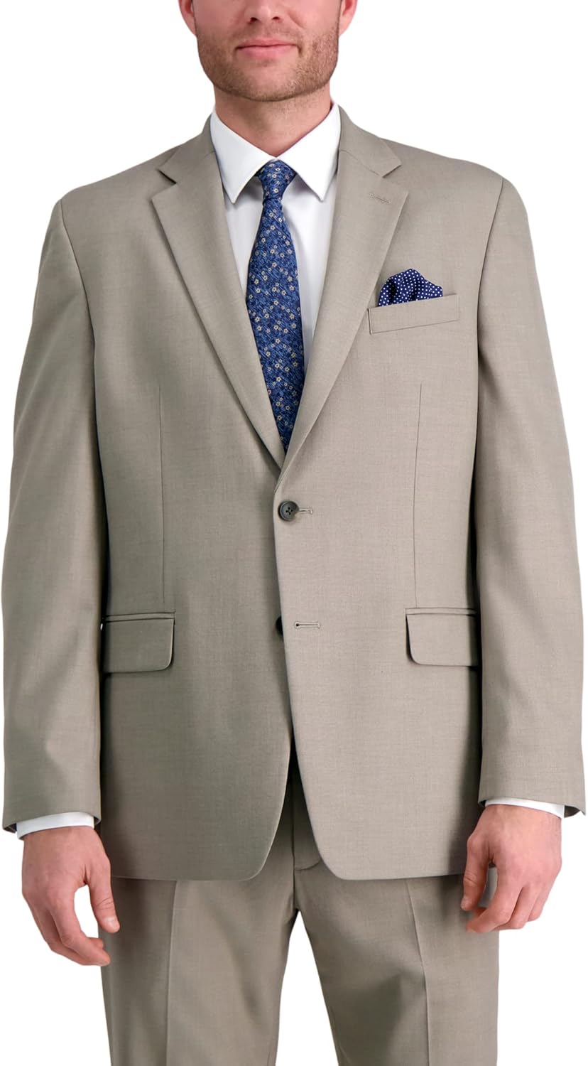 J.M. Haggar Premium Stretch Classic Fit Suit Separates - Pants & Jackets Oatmeal Solid 46 Suit Jacket