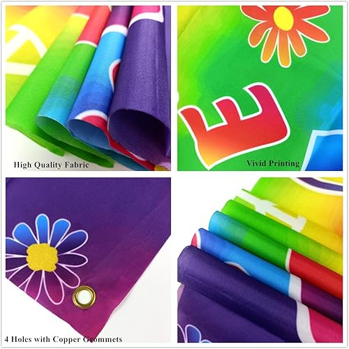 Miniatura 3 de Cartel de fondo bohemio hippie retro arco iris, 71 x 44 pulgadas, decoración de fiesta de carnaval de los años 60, poliéster, múltiples ocasiones