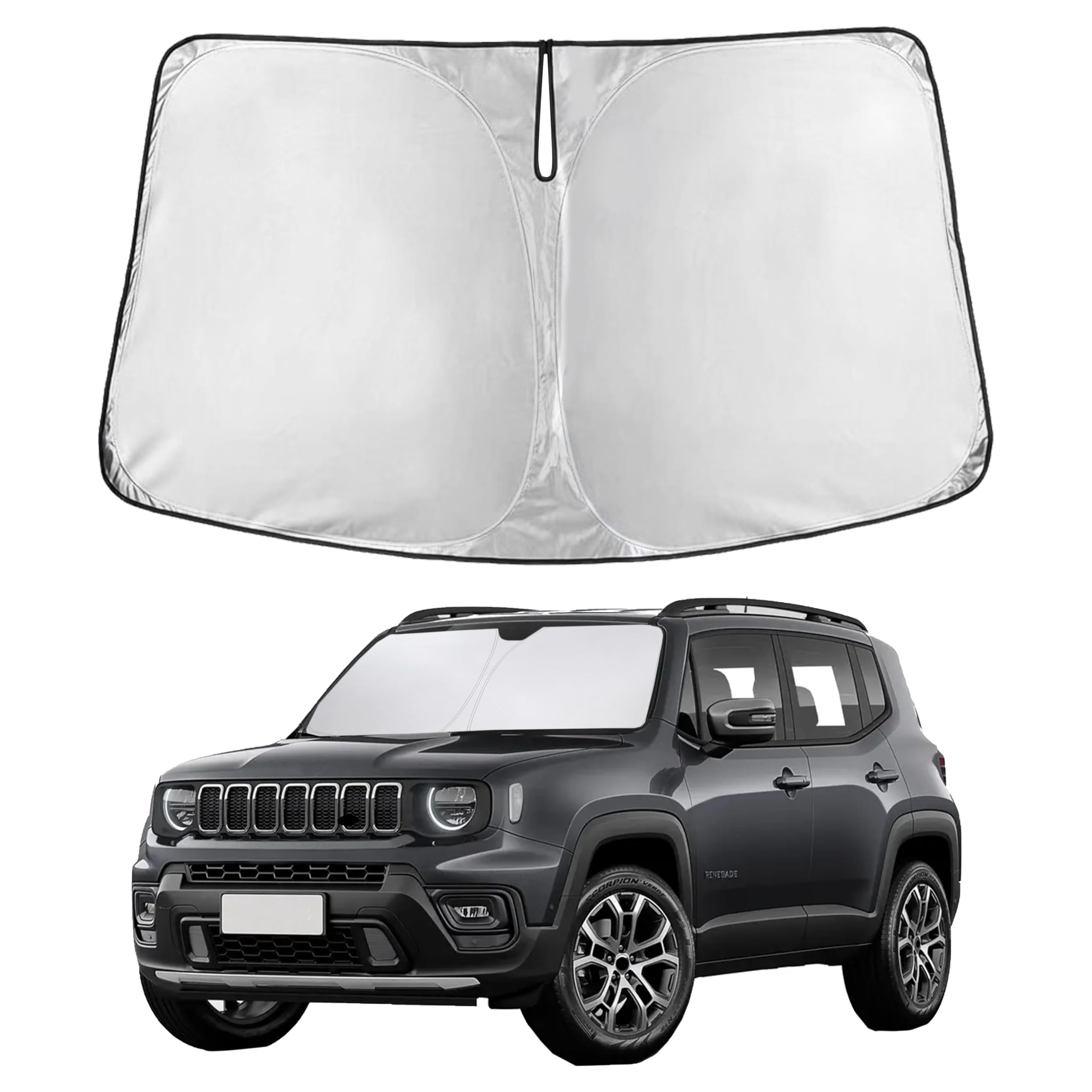EcoNour Windshield Sunshade Compatible for Jeep Renegade 2015-2023 2024
