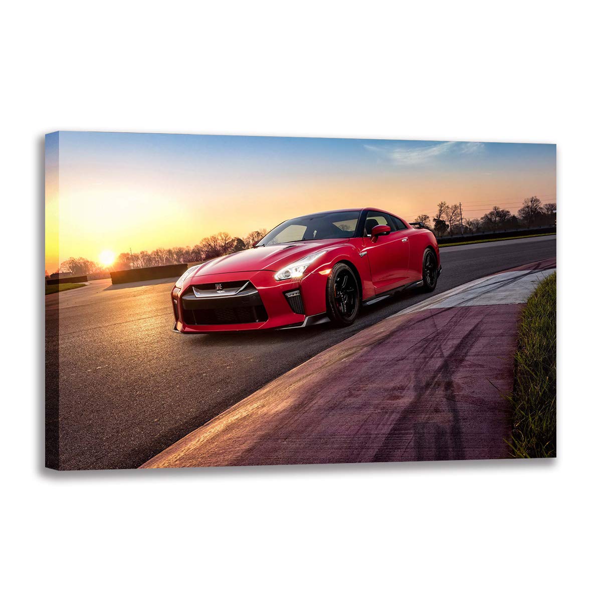 Pintura roja de coche deportivo: lámina de pared moderna y decoración de salón en lona