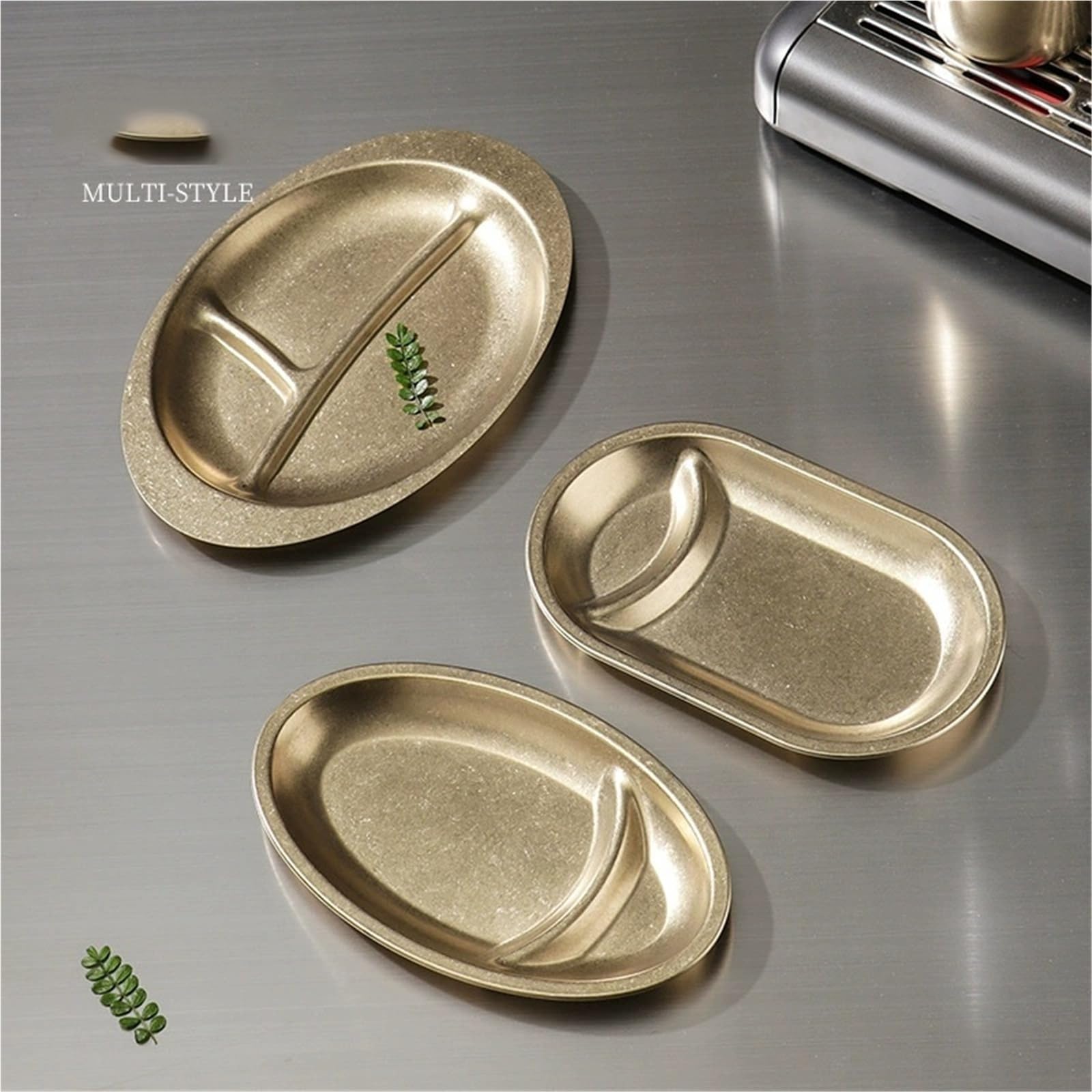 Platos de acero inoxidable de metal ligeros e irrompibles for la cena.(B,6pcs)