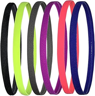 6 faixas elásticas antiderrapantes para corrida e esportes, faixas de cabelo elásticas de silicone para exercícios de cabelo e suor, para mulheres e meninas