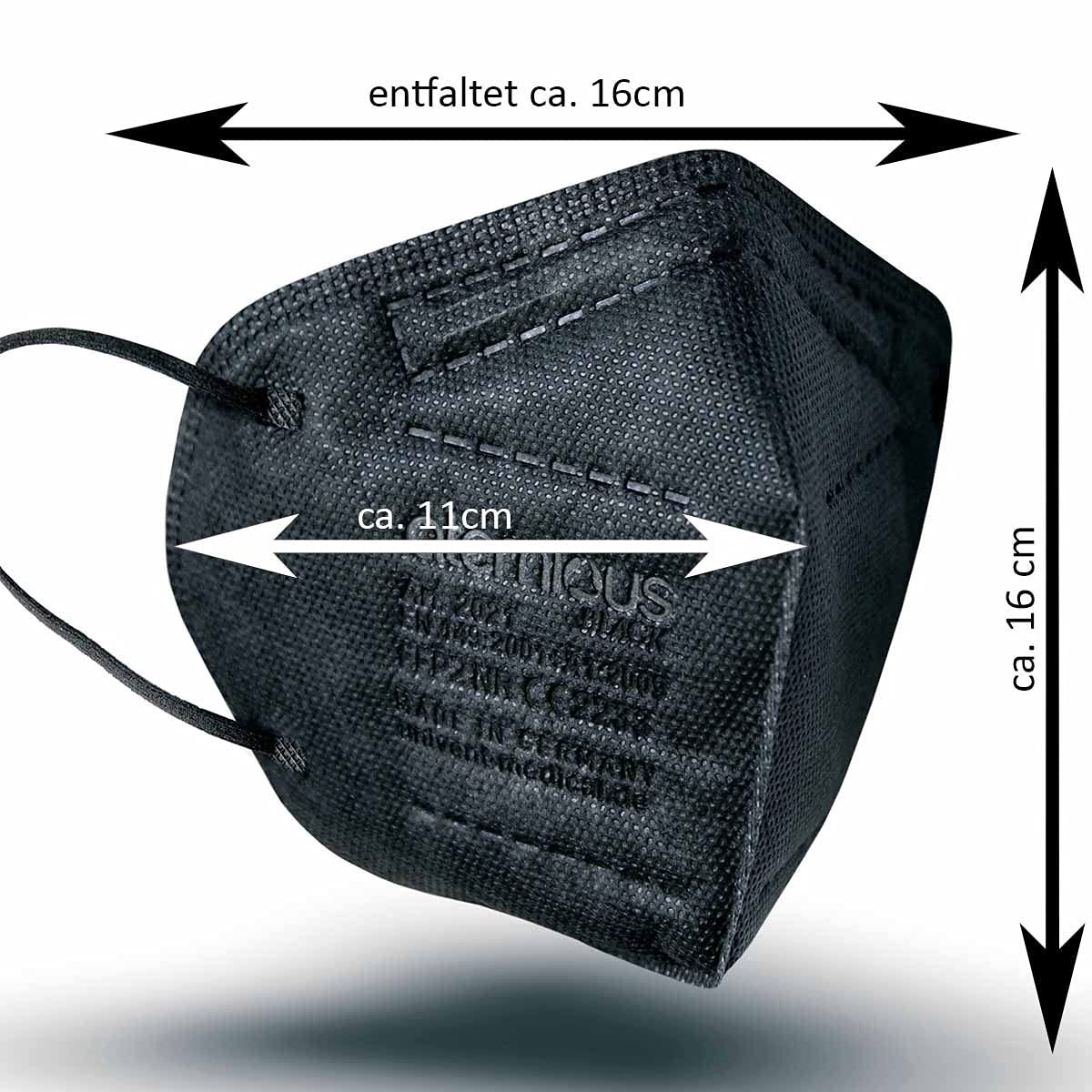 PRO 2 BLACK FFP2 Maske schwarz einzeln verpackt EN 149:2001+A1:2009 CE 2233