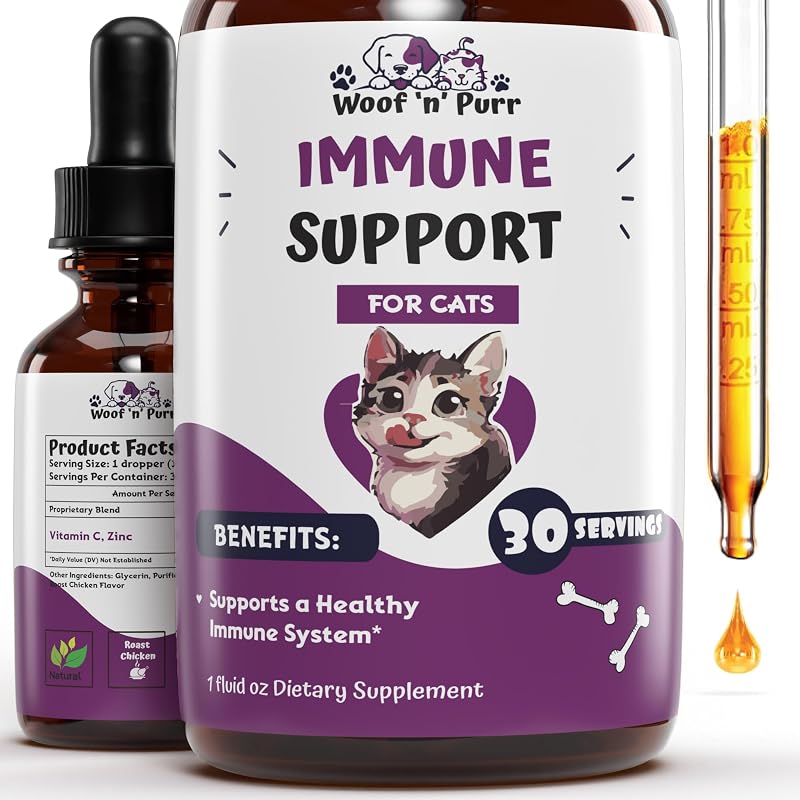 Suplemento Líquido de Suporte Imunológico para Gatos Woof 'n' Purr com Vitamina C e Zinco, 30 mL
