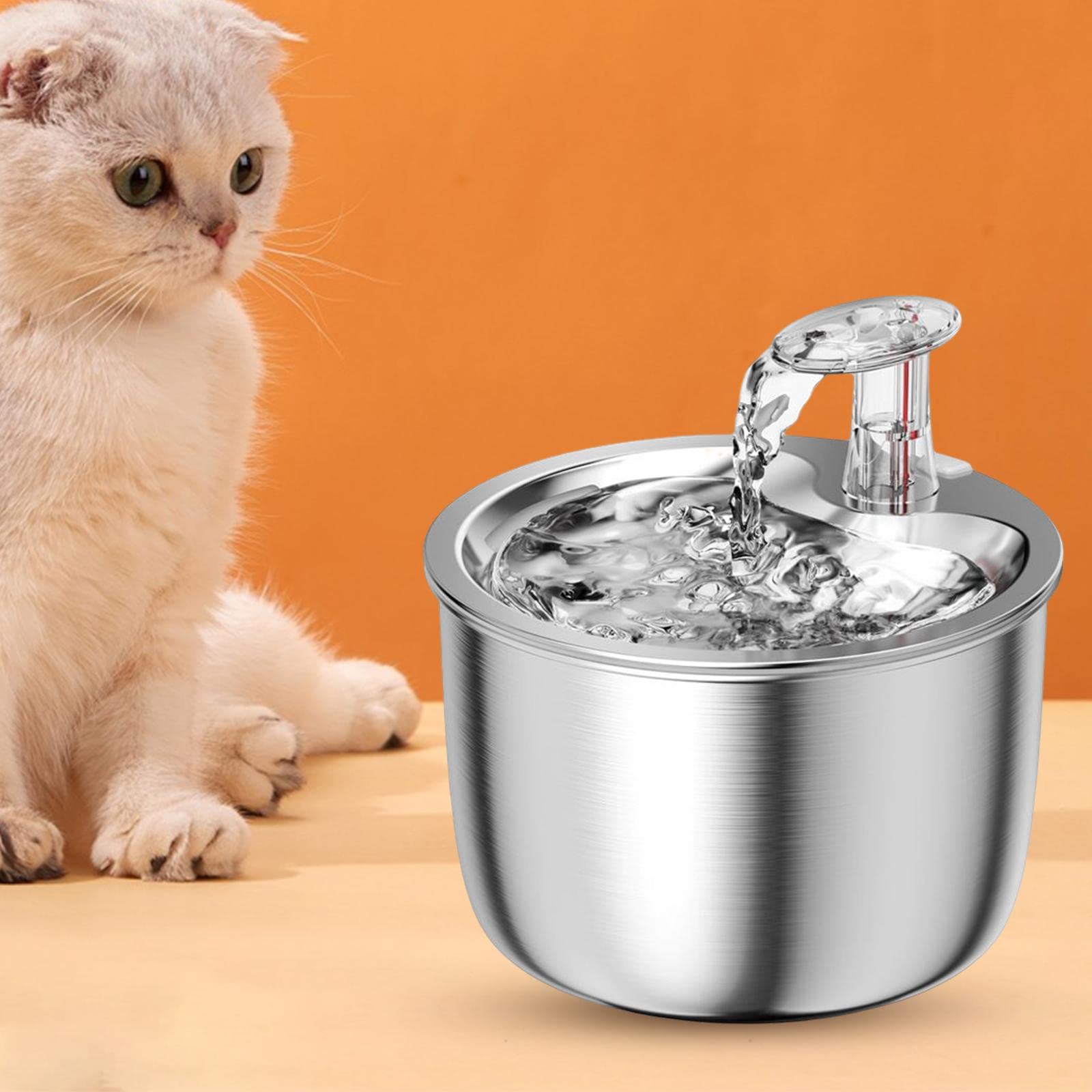 Fuente de Agua para Gatos, Silenciosa, con Filtración Automática E Indicador de Nivel de Agua, 304