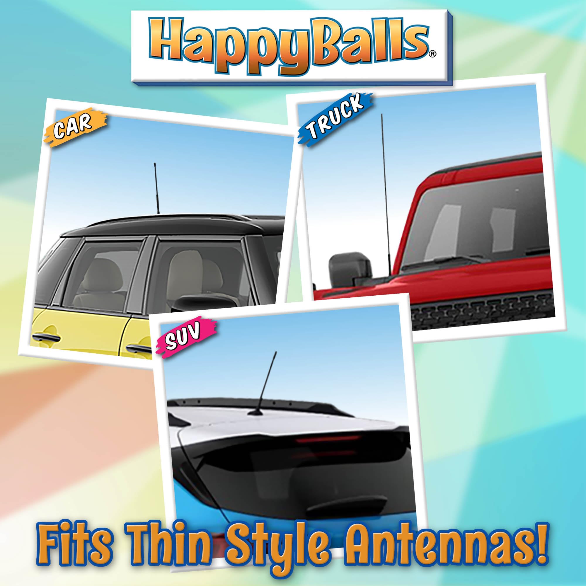 Amazon | 3個パック数量 – HappyBalls野球Kid車アンテナトッパー