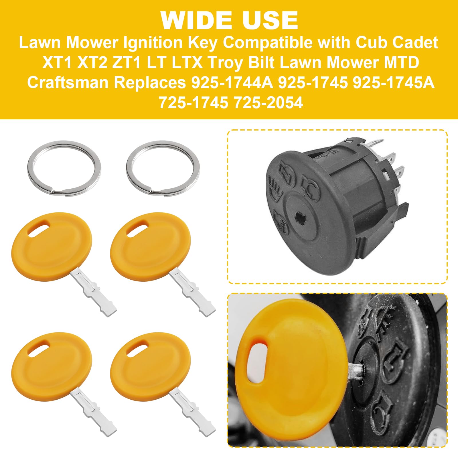 Lot De 10 Clés D'allumage De Rechange - Compatibles MTD, Cub Cadet, Troy-Bilt - Réf. OEM 625-05000, 625-05002, 925-2054A