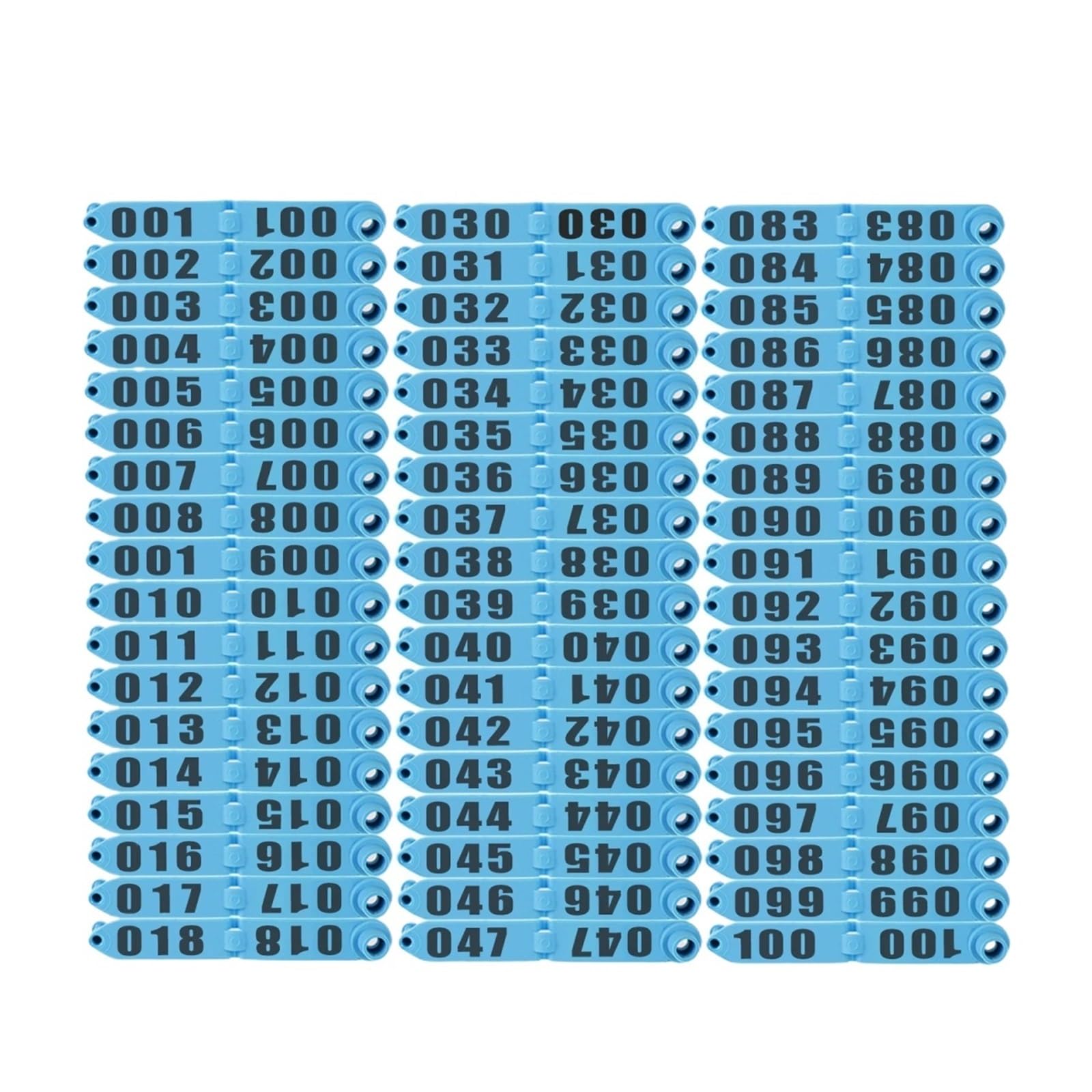 Juego de 100 etiquetas de oreja de ganado, marcadores de plástico TPU para perros, conejos, ovejas, identificación láser para ganado, vacas, cerdos (azul)