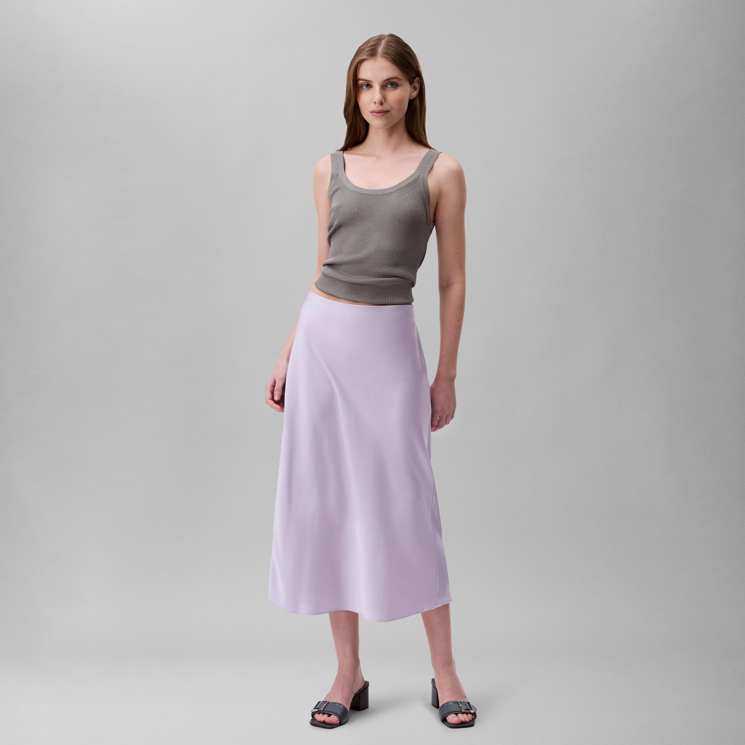 Calvin Klein Matte Satin Midi Skirt Falda Mujer (Pack de 1)