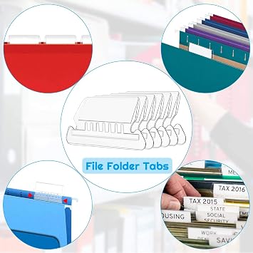File Folder Tabs, Paxcoo 50 Sets Hanging File Folder Labels Tabs and Inserts for Hanging Folders