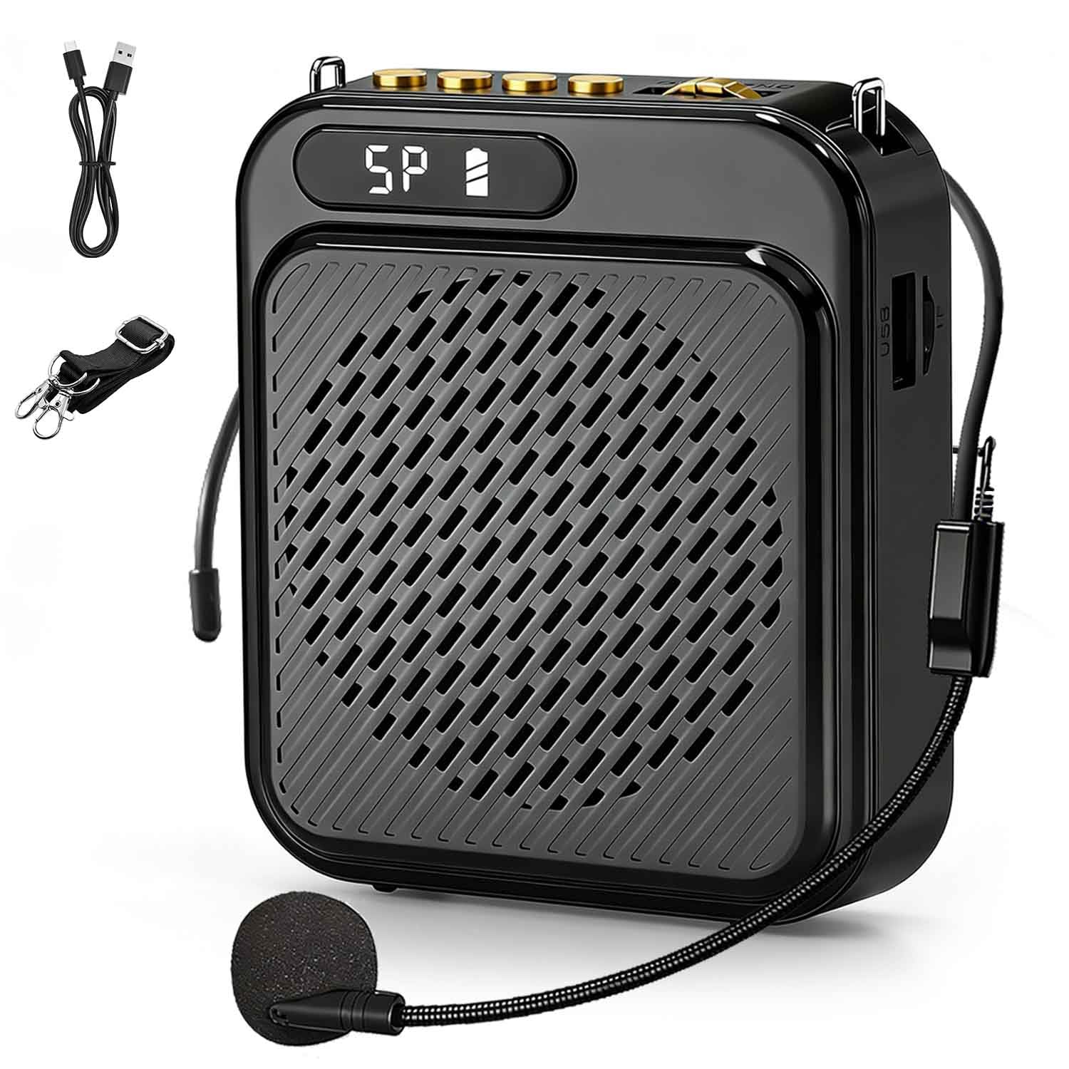 Bluetooth Voice Amplifier for Teachers, 10W Portable Voice Amplifier with Mic Wired, Personal Microphone Headset and Speaker for Classroom, Tour Guide, Elderly, Yoga (Black)