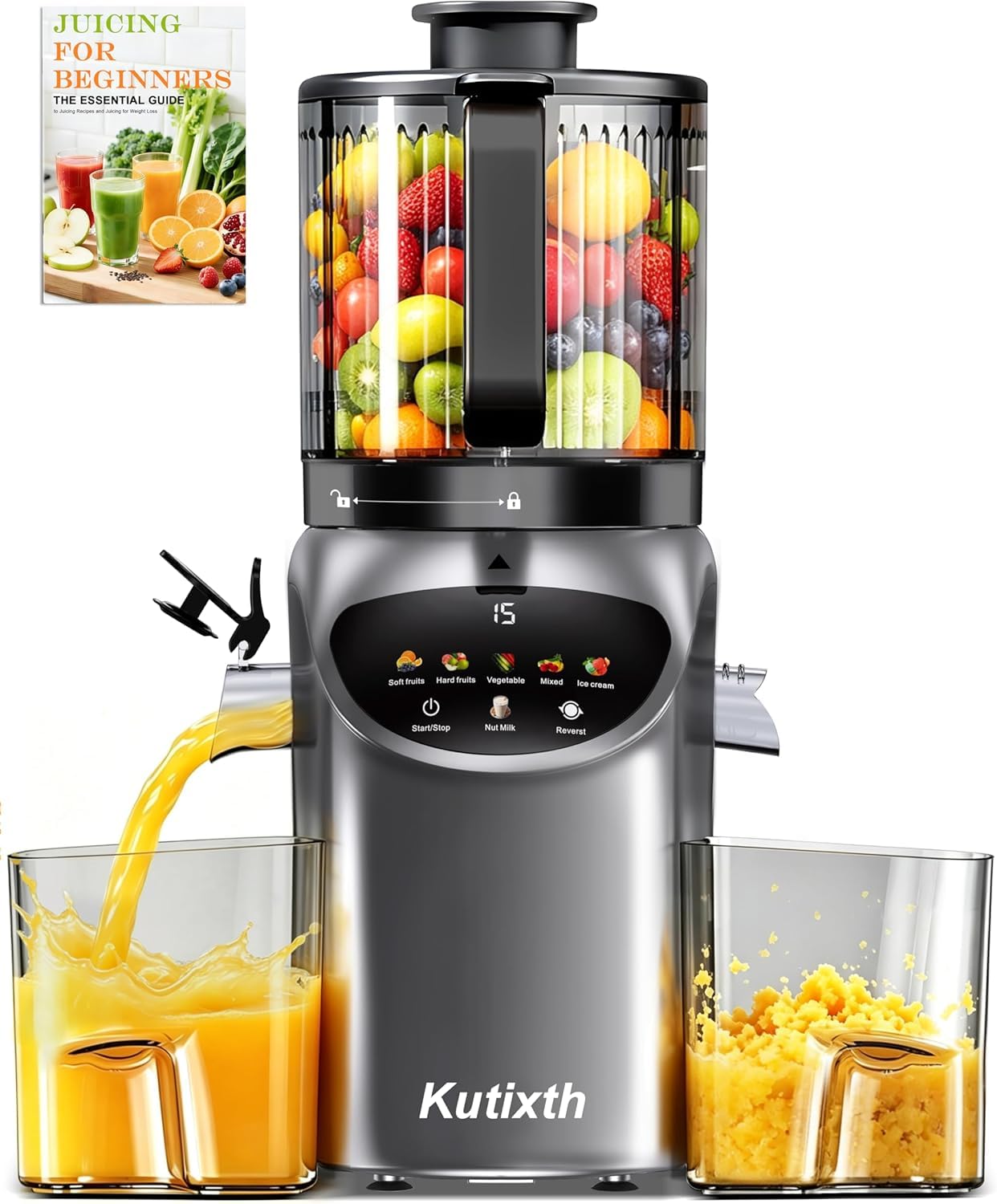 Entsafter 450W Slow Juicer 156mm Fütterungsrutsche 3L Füllvolumen Kaltpresse BPA-Frei