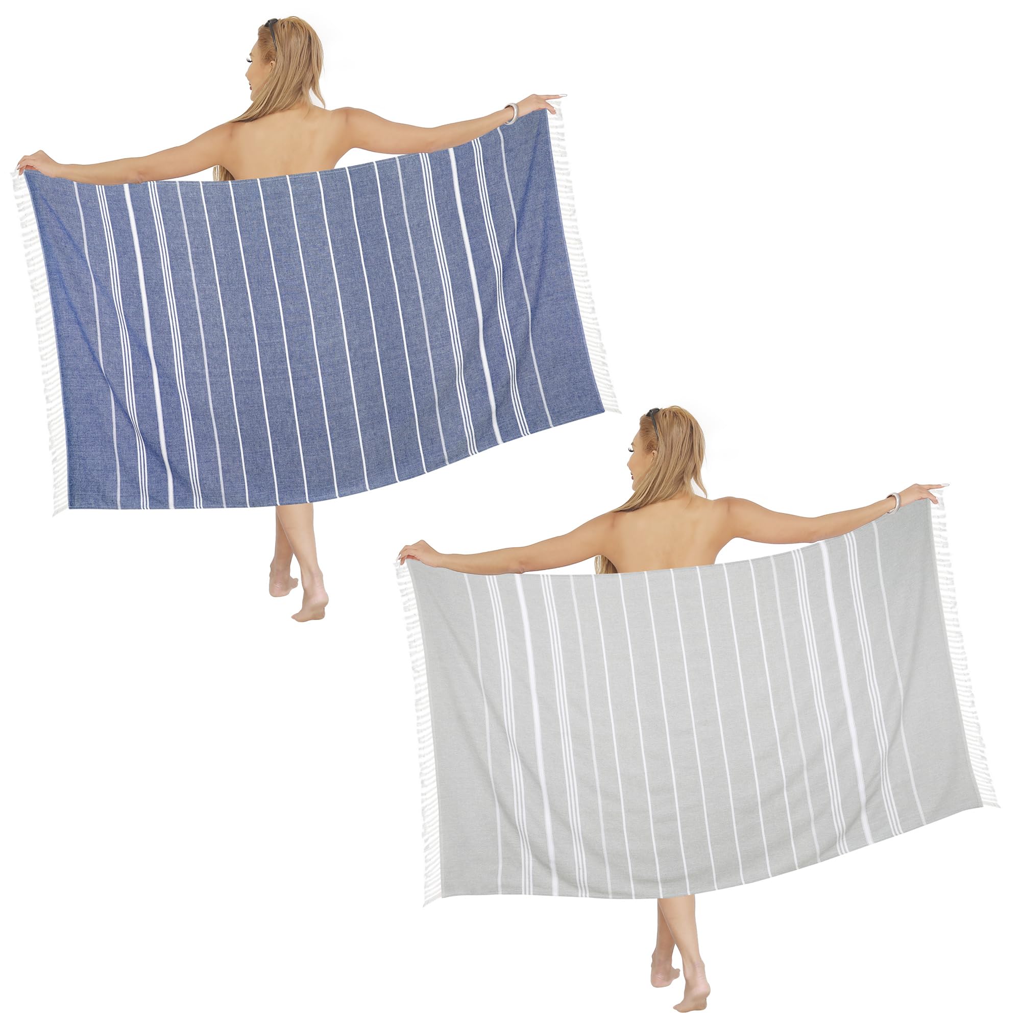 Oversized Turkish Beach Towel 2-Pack - 39x72 Inches, Mint Green, Quick-Dry, Super Absorbent & Sand-Free - View #3
