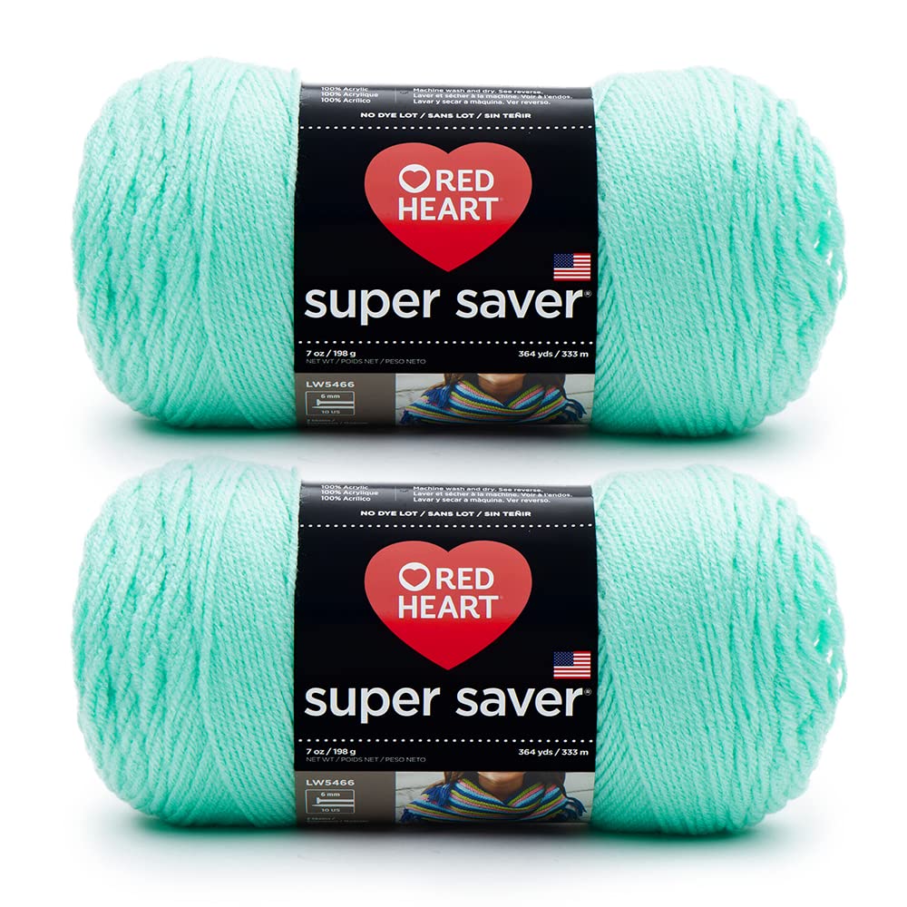 Bulk Buy: Red Heart Super Saver (2-Pack) (Minty, 7 oz Each Skein)