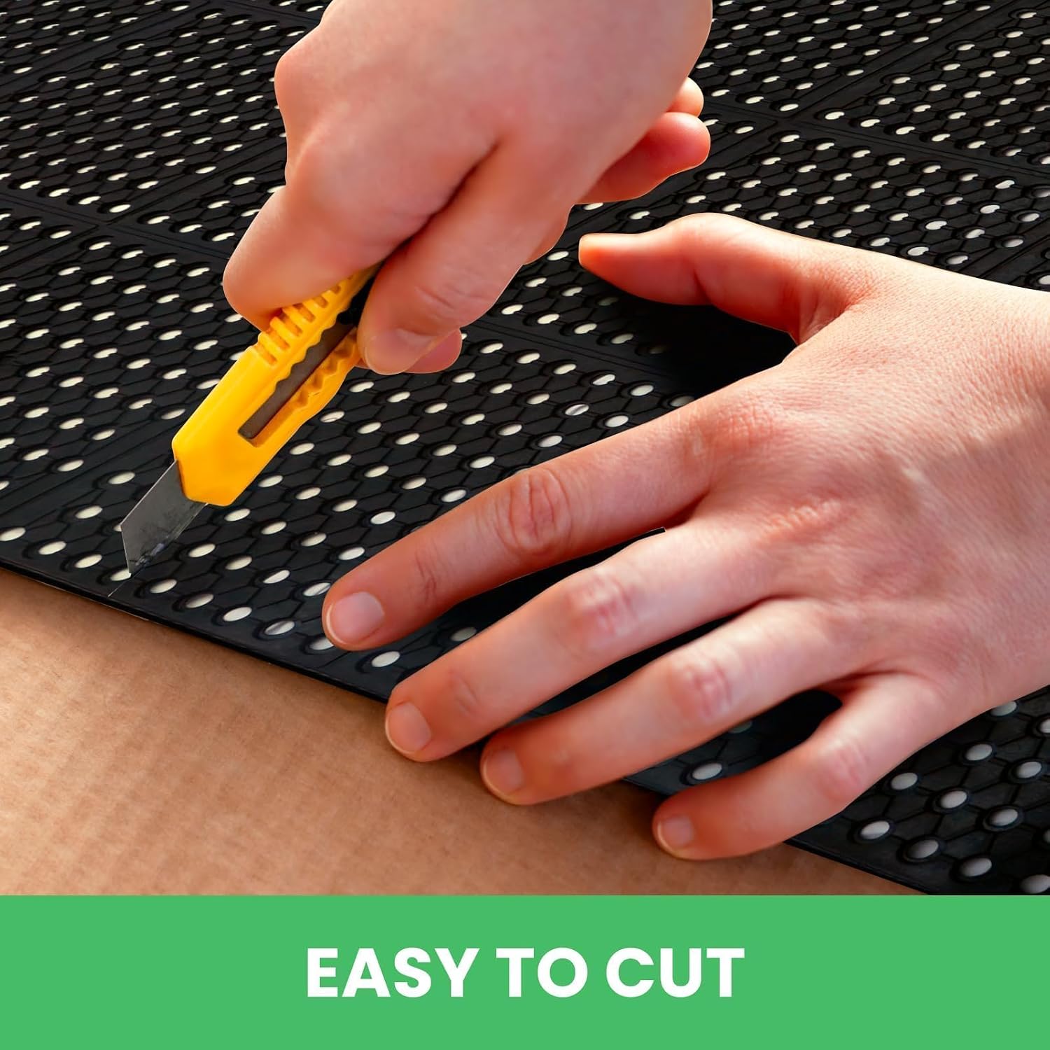 Commercial Drainage Mat 59.1"x35.4" Rubber Mat Roll Heavy Duty Kitchen Anti-Fatigue Non-Slip Floor Matting with Holes for Restaurant Bathroom Bar Outdoor Garden Wet Area