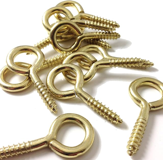 Merriway BH02312 (20 Pcs) EB Picture Mirror Frame Screw Eye, 19mm (3/4 inch) Brass Plated - Pack of 20 Pieces