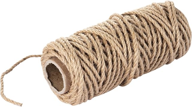 Jute Twine String 4mm Thick 100 Feet Heavy Duty Strong Hessian Jute Rope Natural Brown Garden Sisal Rope for Decoration Garden Crafts and Bundling Parcel Gift