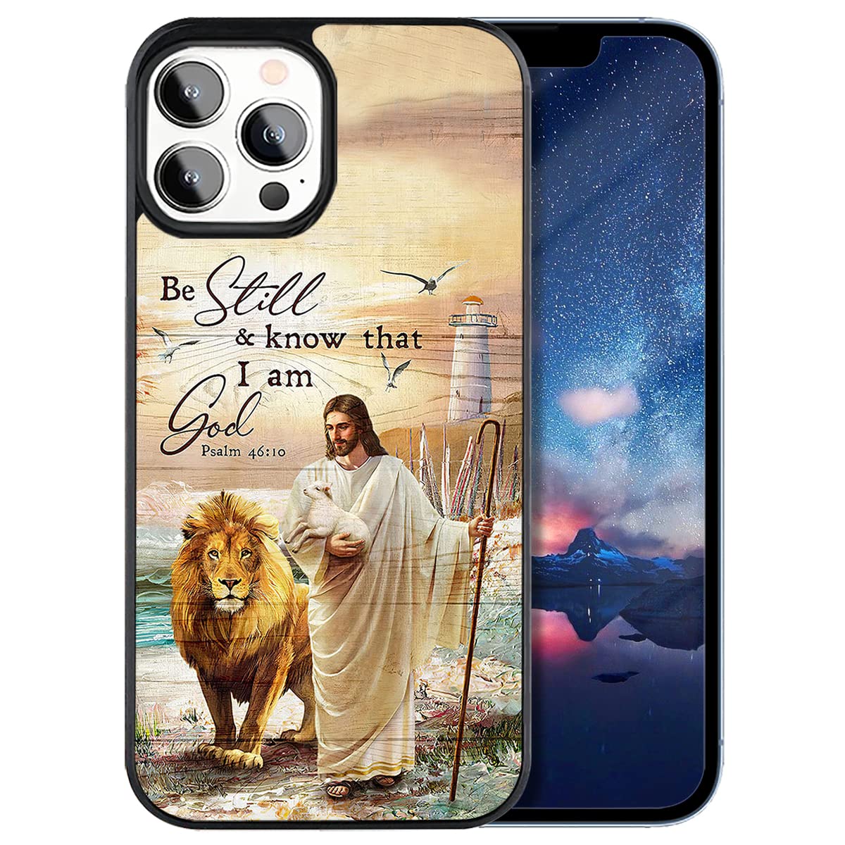 Religious Jesus Lion of Judah Lamb I'm God Bible Verse Bible Verse Scripture Phone Case for iPhone 16 15 14 13 12 11 Pro Max Galaxy S25 S24 S23 S22