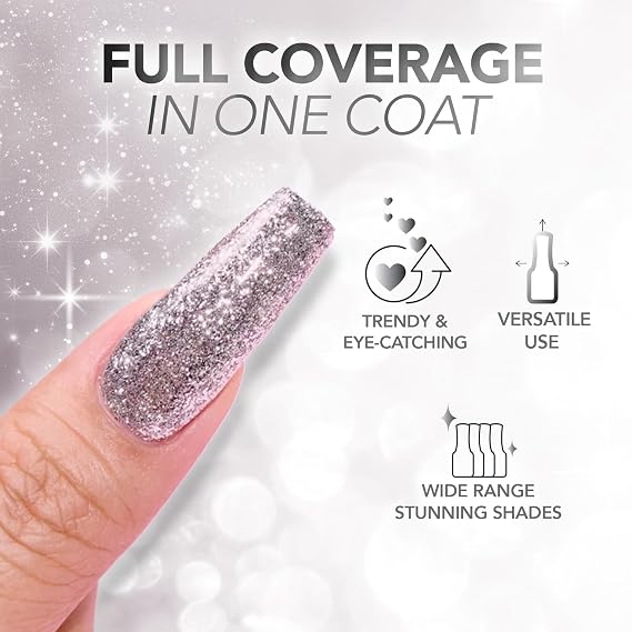Kiara Sky Platinum LED UV Soak Off Gel FX (Shimmering Lights - One Coat Foil Glitter)