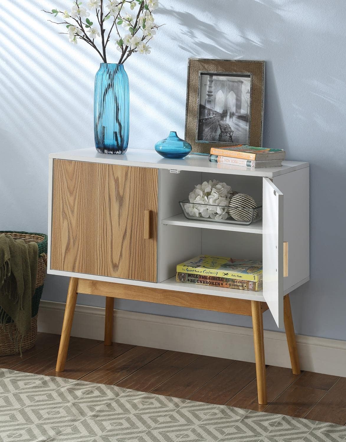 Convenience Concepts Oslo Storage Console, White / Woodgrain