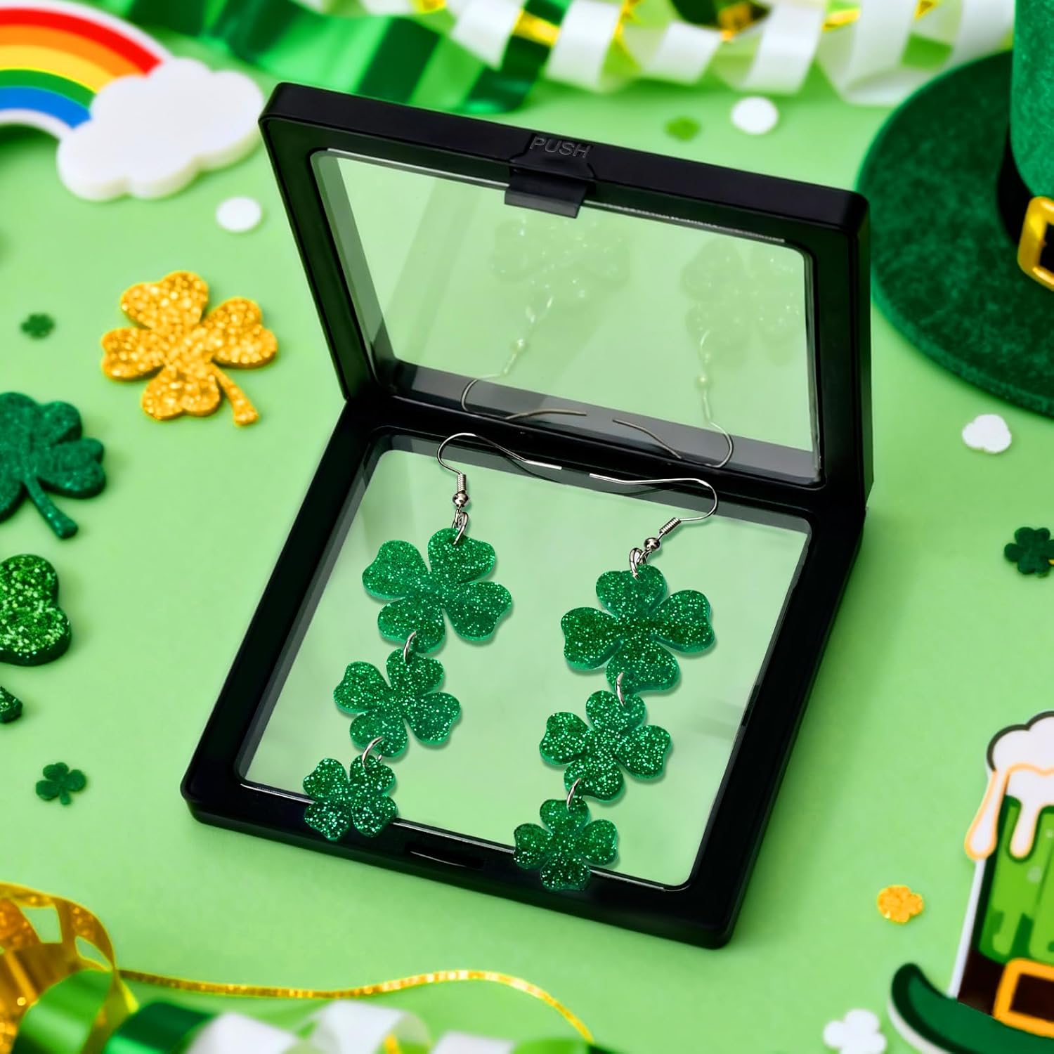 St Patricks Day Accessories Earrings for Women: Green Shamrock Dangle Earrings, Good Luck Shirt, Irish Party Favor Gift - Image 6
