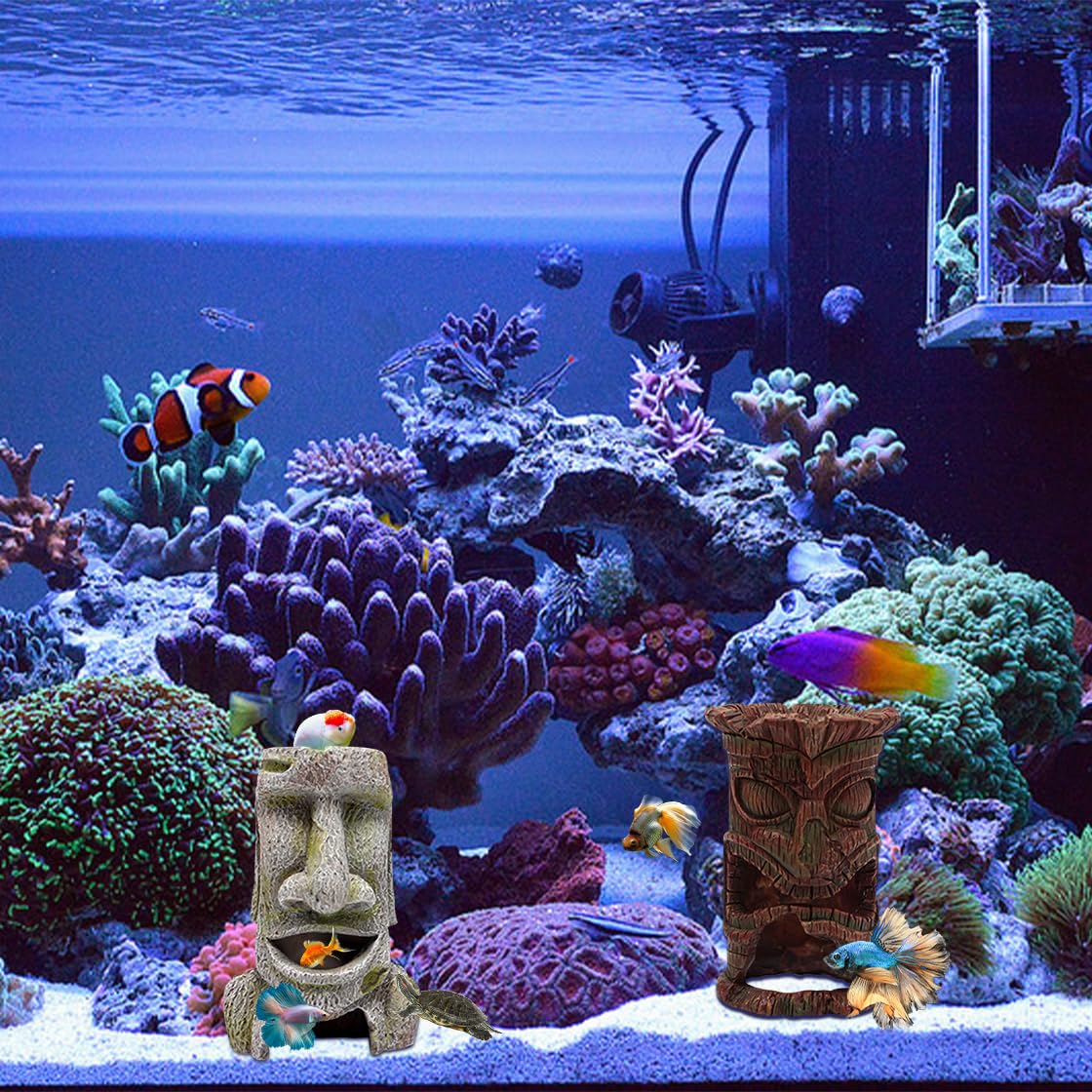 Amazon | HyzaPhix アクアリウム 水槽 魚 隠れ家 2個セット 彫像