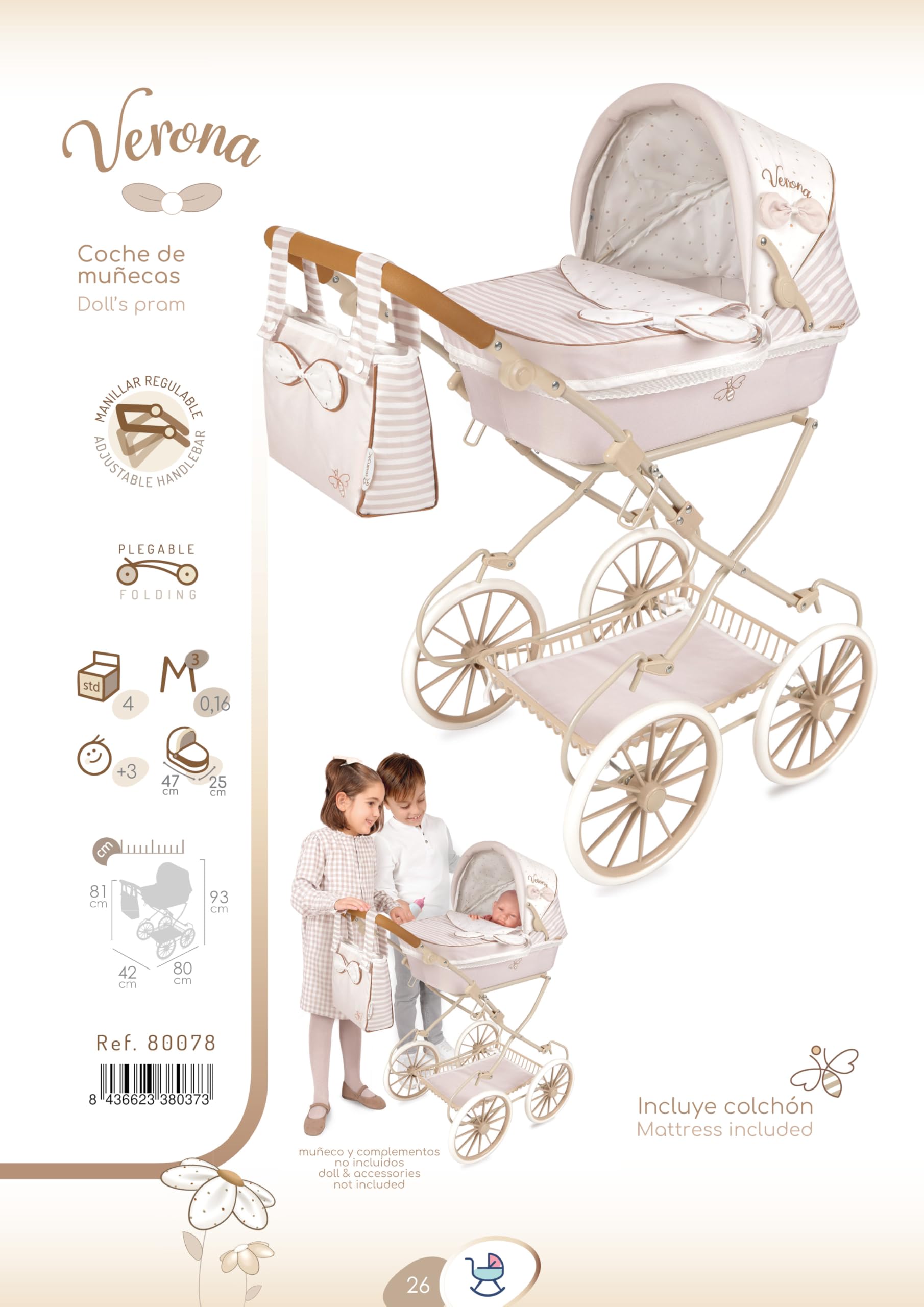 Carrito para Muñecas Decuevas Verona 42 x 80 x 81 cm