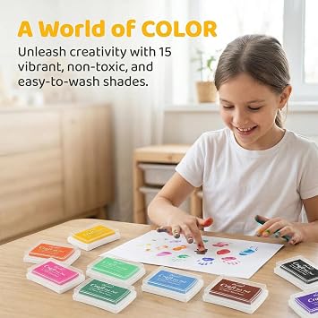 15PCS Ink Pads for Stamping, Ink Stamp Pad Set, 15 Colours