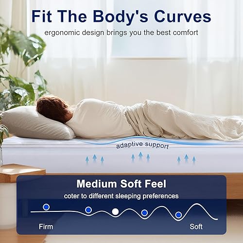 Miniatura 7 de XWZO Cubrecolchón de espuma viscoelástica tamaño King de doble capa de 3 pulgadas, 2 pulgadas de gel refrescante de espuma viscoelástica y