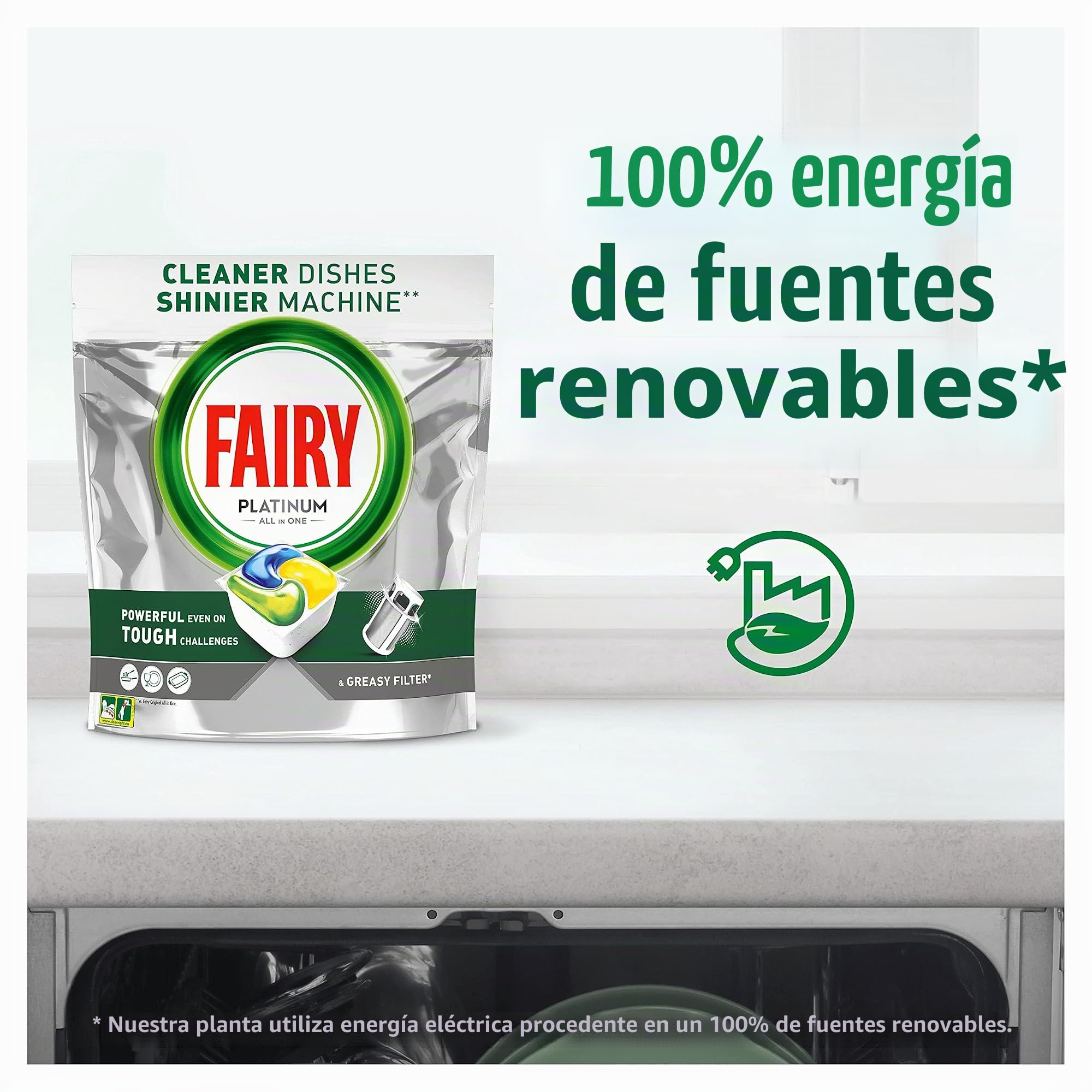 Fairy Platino - Pastillas para Lavavajillas All-In-One 100 Cápsulas Limón Detergente en Paquete de Ahorro