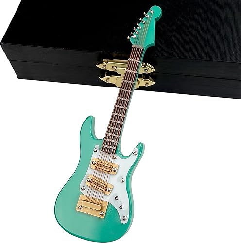 Miniatura 30 de Guitarra en miniatura con soporte y estuche, 5.1 in Mini 6 Cuerdas Marrón Guitarra Clásica Instrumentos Musicales Miniatura Modelo de Guitarra