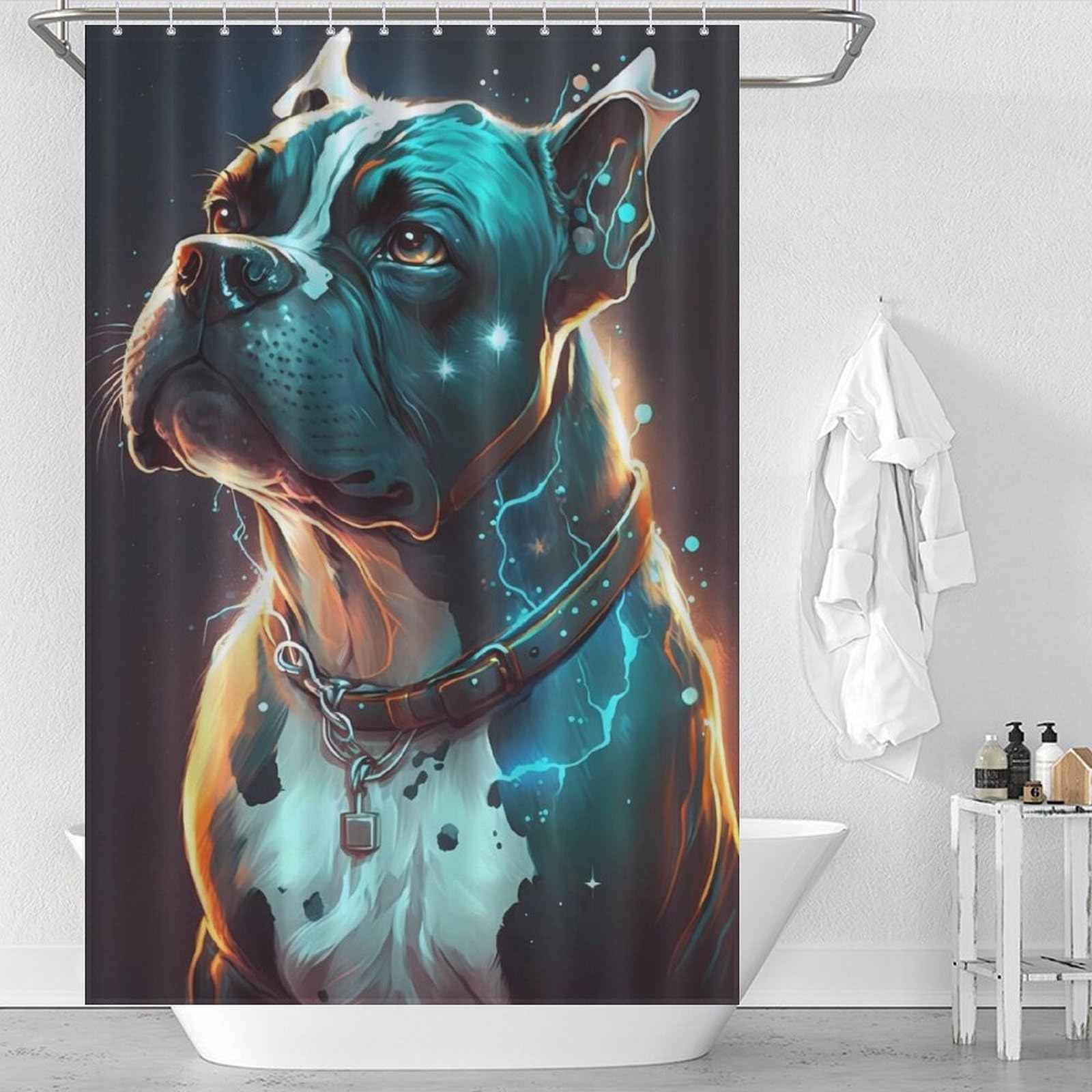 Rideau de douche chien imperméable pour baignoire 122x183cm