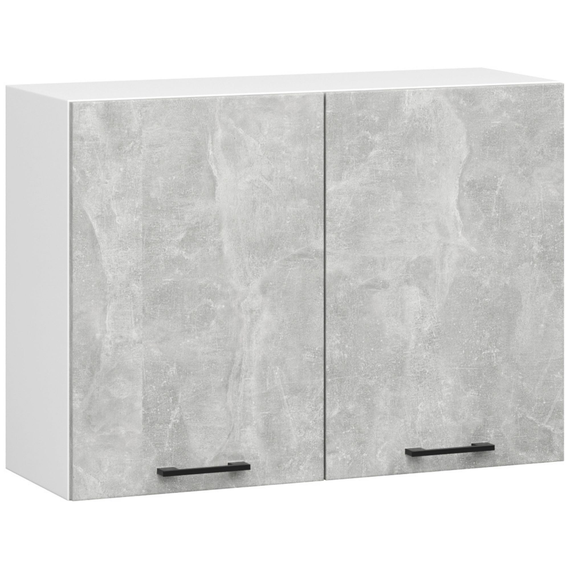 AKORD | Set di Mobili da Cucina Olivia 2.4m | Cucina Completa Piccola | Componibile | su Misura 46 x 180 x 174 cm | Per un design moderno e Tradizionale | Cemento & Bianco Frontale