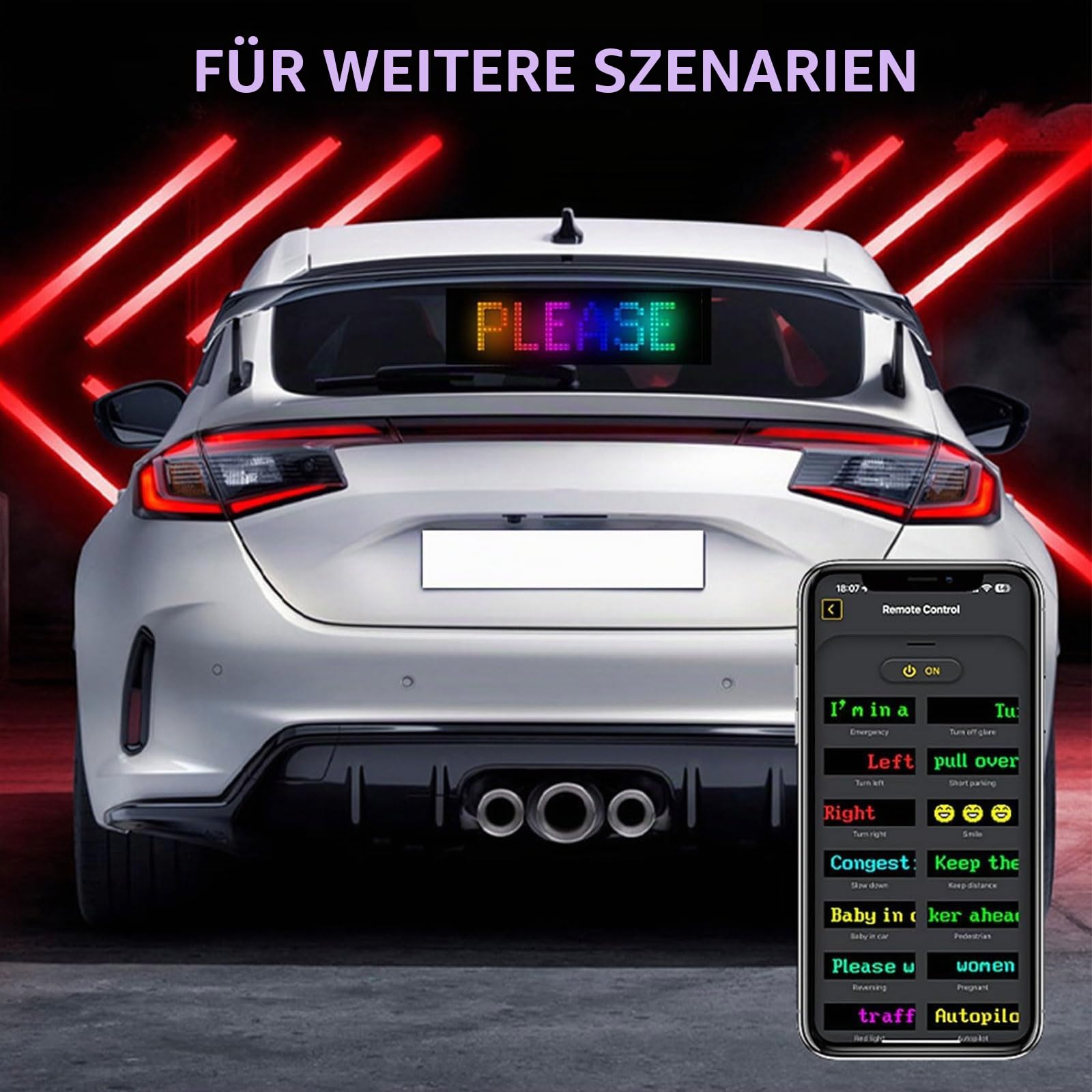 Led Anzeigetafel,Flexibler Anzeige Programmierbar,USB/Stecker,Bluetooth-App-Steuerung RGB Panel,Wasserdicht Scrolling Personalisiert Leuchtschild Namensschild mit Fernbedienung (16x192px 19.2x176.2cm)