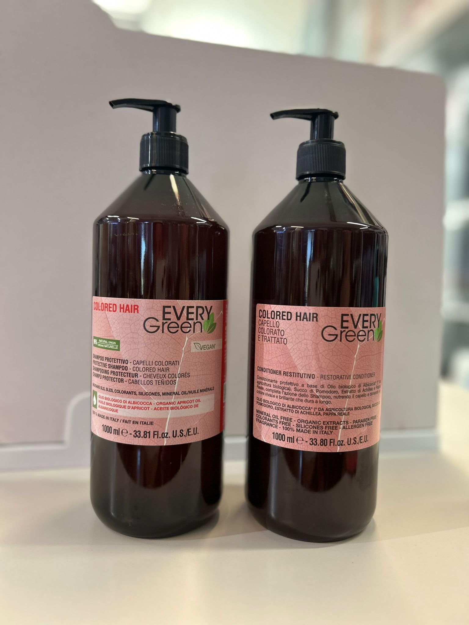 Every Green Shampoo e Balsamo per Capelli Colorati, Trattamento Protettivo e Ristrutturante, 1000ml