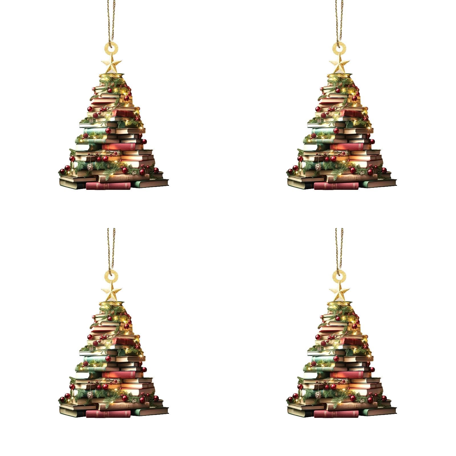 Feelcrag Christmas Ornament,Tree Ornament Gift Tree Ornament Christmas Tree Ornaments Christmas Tree Decorations Tree Hanging Decoration Tree Shape Bookshelf Pendant For Home, Car, Party