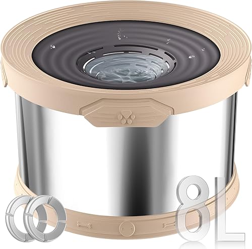 Miniatura 12 de UPSKY Cuenco de agua para perros, antiderrames, de acero inoxidable de 8 litros, de gran capacidad, a prueba de derrames, de 2.1 galones, tazón