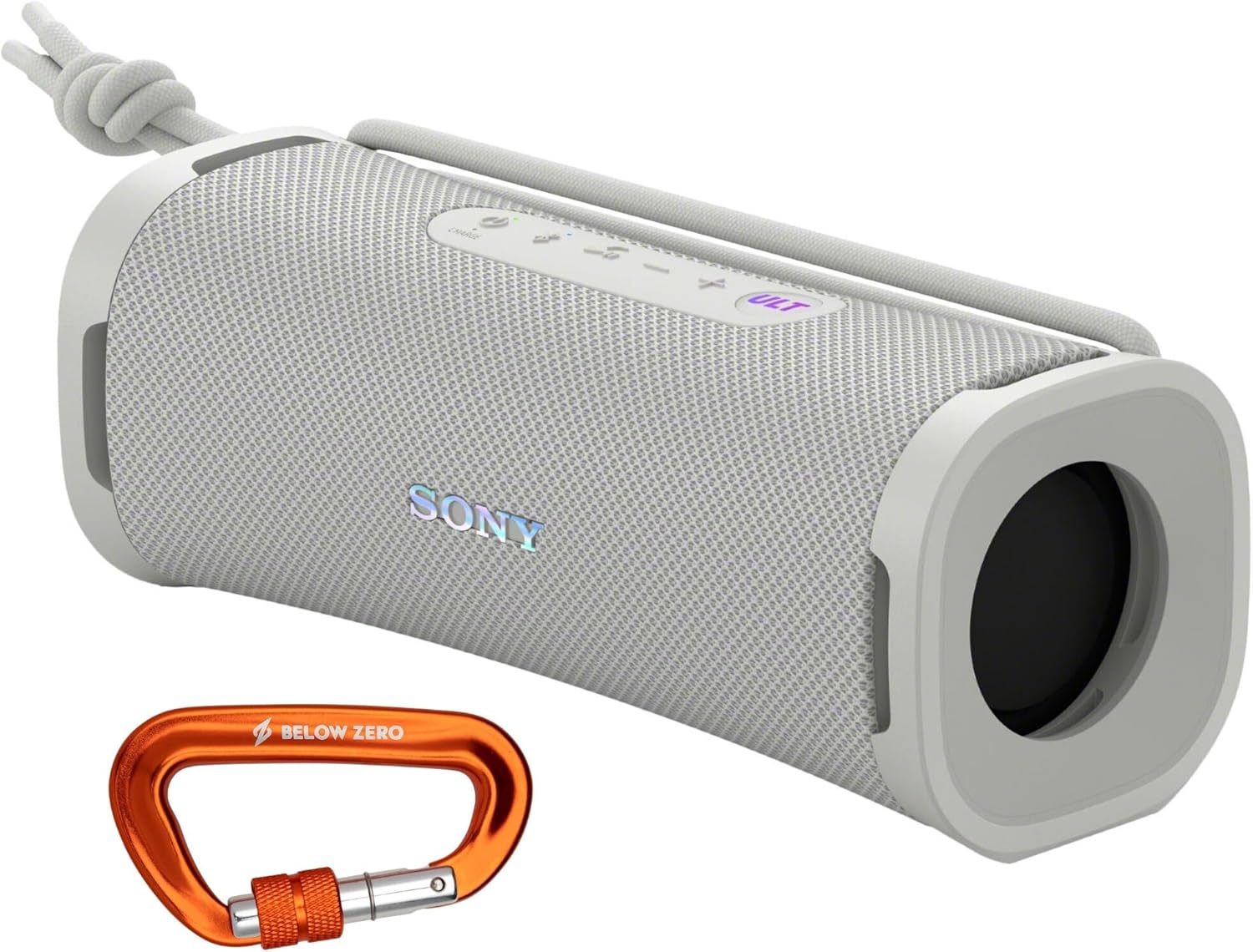 Sony ULT Field 1 Bluetooth Wireless Portable Speaker with Echo Canceling Technology (Off-White) Bundle with 12kN Heavy Duty Carabiner with Locking Clip (Orange) (2 Items) Sony ULT Field 1 Bluetooth Wireless Portable Speaker with Echo Canceling Technology (Off-White) Bundle with 12kN Heavy Duty Carabiner with Locking Clip (Orange) (2 Items)