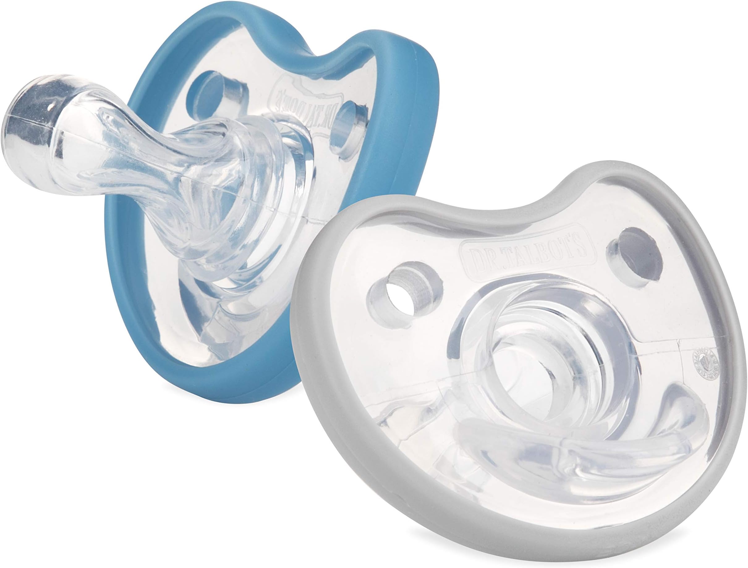 Soft-Flex Orthodontic Pacifiers 6-12 Months, Blue/Gray, 2 Pack