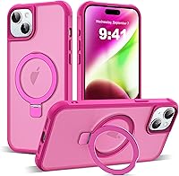 Vista 119 de Funda de grado militar compatible con iPhone 14 Plus de 6.7 pulgadas, con soporte magnético invisible tipo anillo, compatible con MagSafe y gran