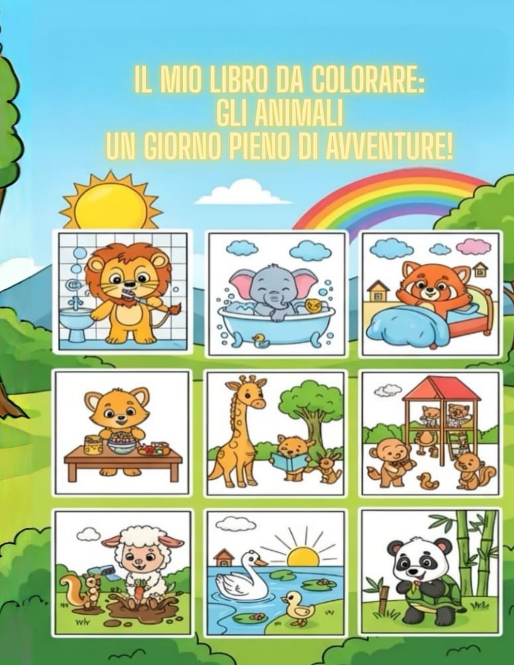 Animali Divertenti: Libro da Colorare per Bambini :20 Disegni di Animali alle Prese con la Vita Quotidiana!