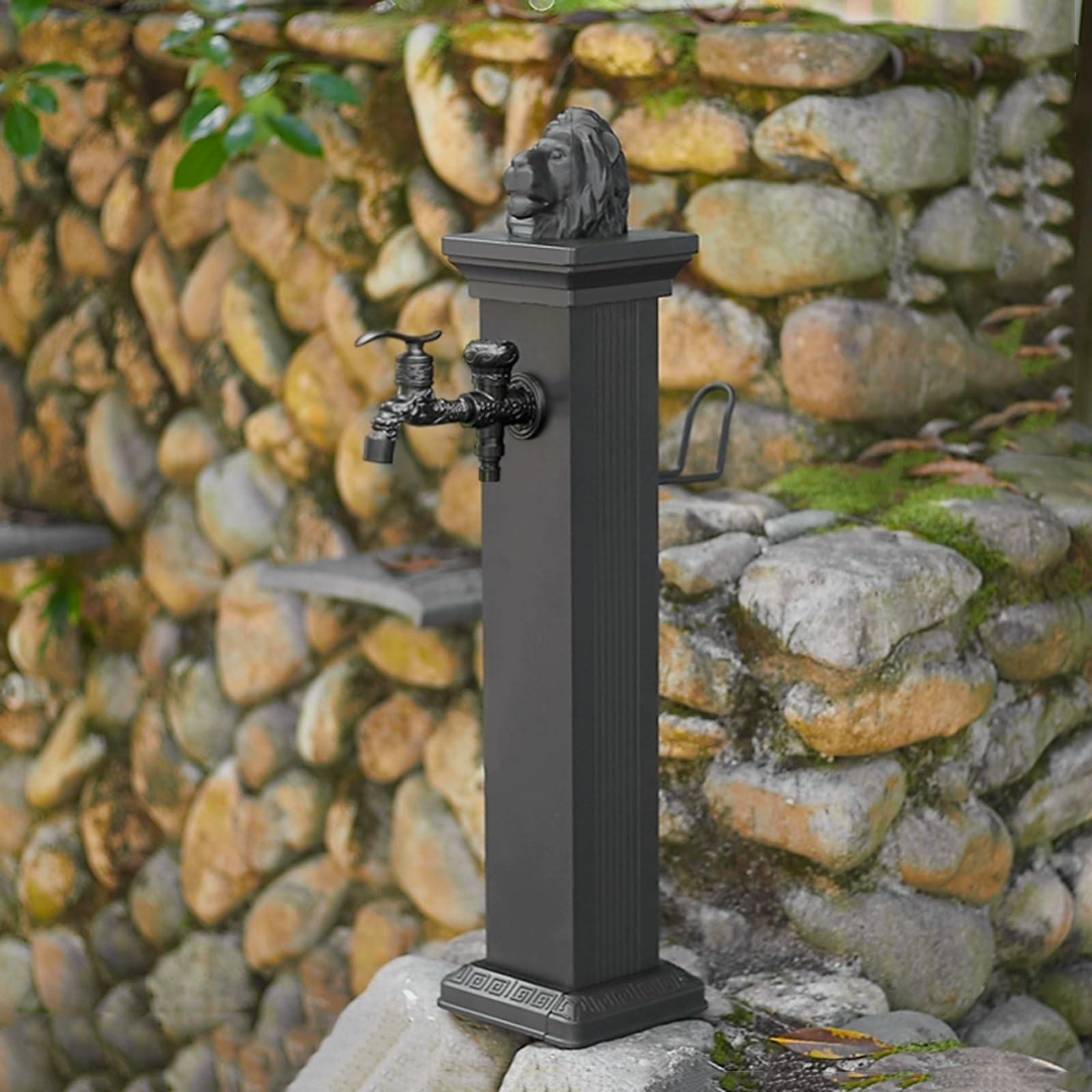 SDCFFC Outdoor Aluminum Water Column - Garden Hose Stand with Copper Faucet Antifreeze Hydrant Water Dispenser 72cm/28.3in Floor Mounted Tap for Gardens & Patios