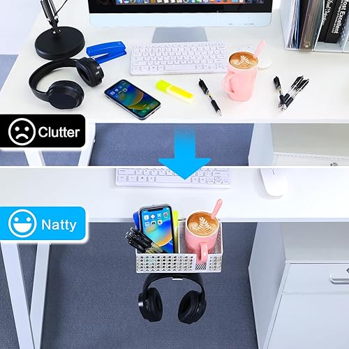 Miniatura 3 de Soporte para tazas de escritorio, gancho con clip, soporte para bolígrafo, organizador de escritorio, soporte para lápices, soporte para teléfono,