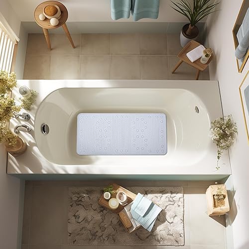 Miniatura 64 de Tapete antideslizante de espuma de doble capa de 37 x 17 pulgadas, más cómodo y grueso que el tapete de ducha de espuma ordinario, tapete de baño