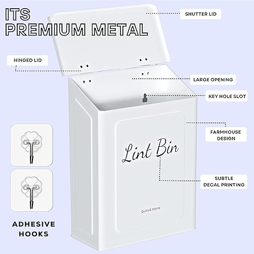 Miniatura 3 de Contenedor magnético de metal para pelusa con tapa para decoración de cuarto de servicio con pequeño contenedor de pelusas, caja de metal,