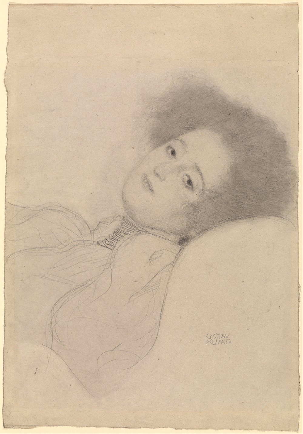Portrait of a Young Woman Reclining Gustav Klimt affiche extra large impression mate