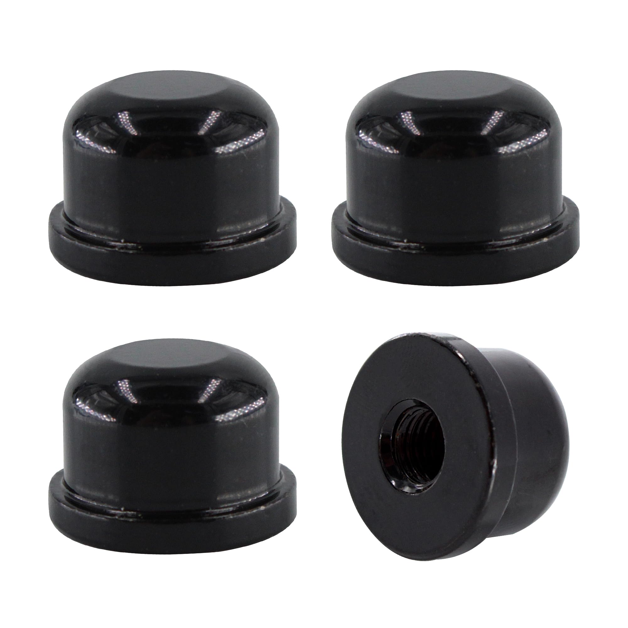 4 tapas de remates de lámpara sólidas roscadas, perilla en la parte superior del soporte de pantalla de arpa, perilla de remate de lámpara de arpa, 1/2 pulgada de alto, negro